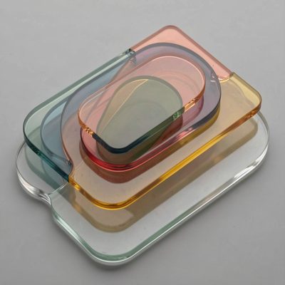 layered translucent shapes in muted colours