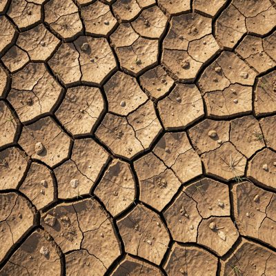 cracked dry earth photographed from above