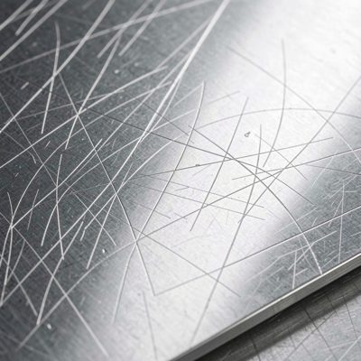 scratched brushed aluminium at an angle