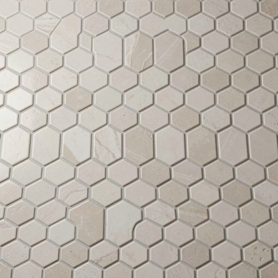 a hexagonal pattern of pale tiles