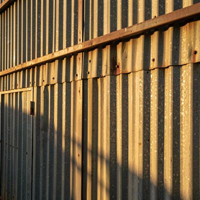 corrugated metal in low sun