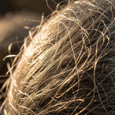 fine steel wool fibres lit from the side