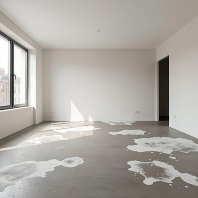 an empty apartment with bare floors and light patches