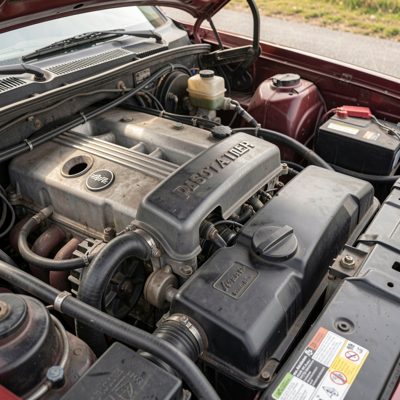 an engine bay with the oil cap removed