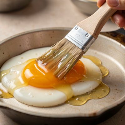 a pastry brush glazing an egg wash