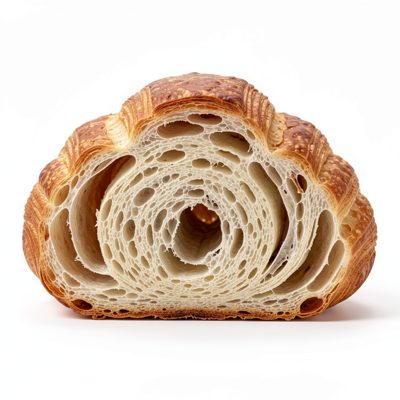 a croissant cross section showing the layers