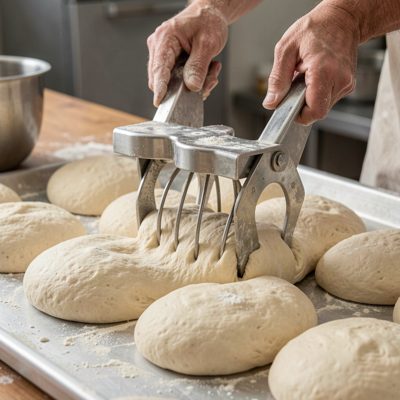 a dough divider portioning a large batch