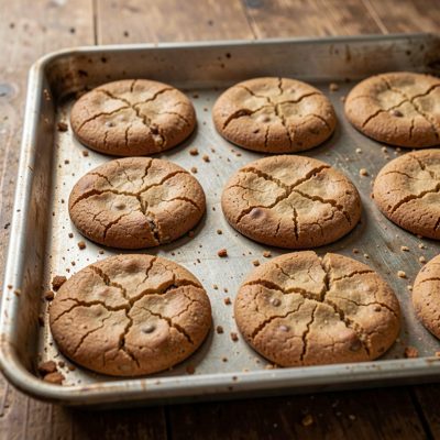 a tray of biscuits cooling with cracked tops