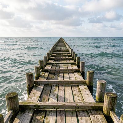 a wooden groyne stretching into the sea