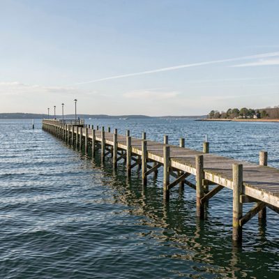 a pier stretching out over the water