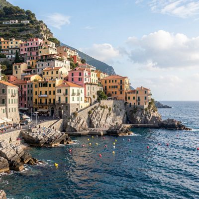 a coastal town seen from the water