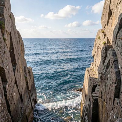 a sea view framed by two rocks