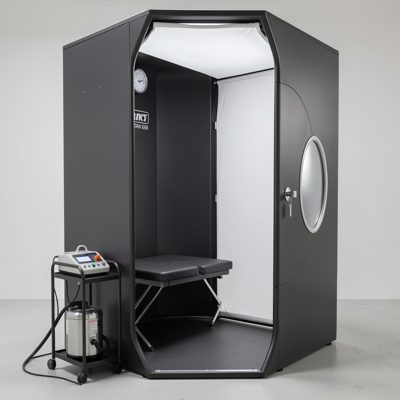 a spray tan booth with equipment ready