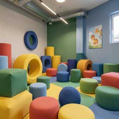 a soft play area with foam shapes