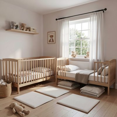 a nursery nap room with small mats