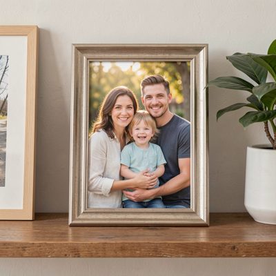 a family photograph frame on a shelf