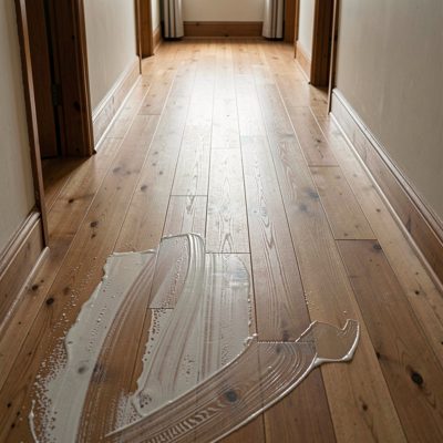 a hallway floor half mopped showing the difference