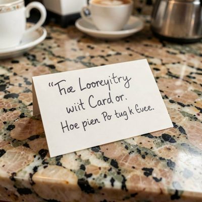 a hand written loyalty card on a counter