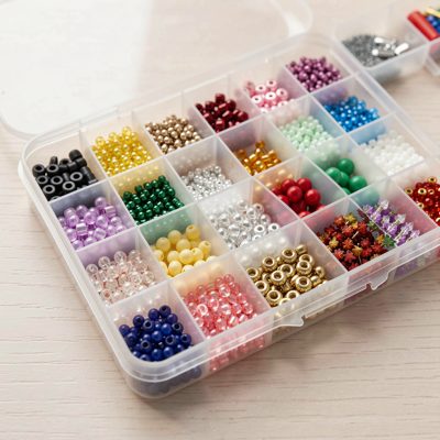 a beading tray with small compartments