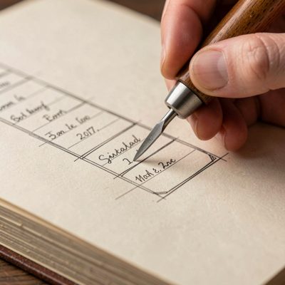 a bookbinding awl piercing signatures