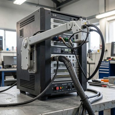 a server with its cable arm extended for service
