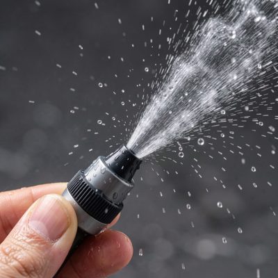 a suction tip and water spray in use