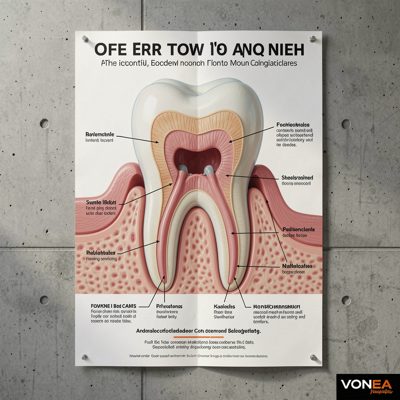 a poster of tooth anatomy on a wall