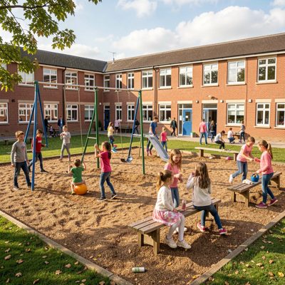 a school playground at break time
