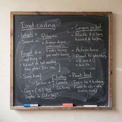 a chalkboard with handwritten notes