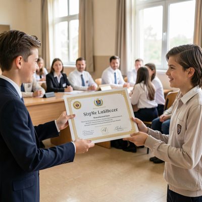 a certificate being handed to a student