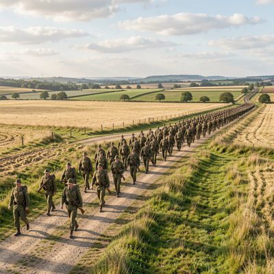 pylons marching across open countryside