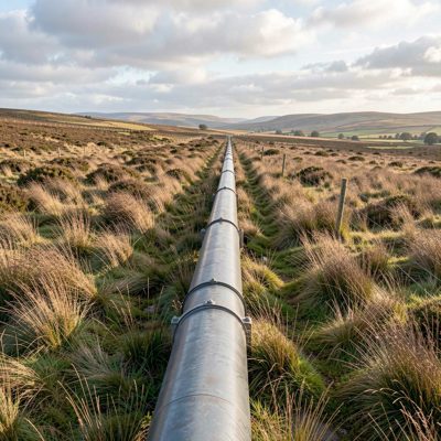 a pipeline running across a moor