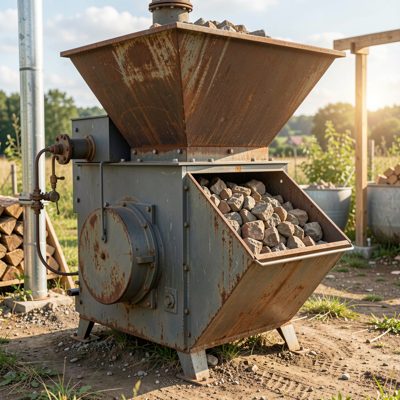 a biomass boiler with fuel hopper