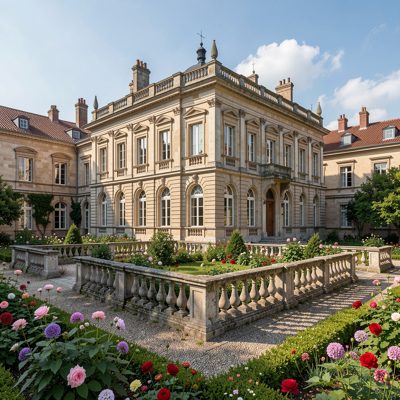 a georgian square with railings and a garden