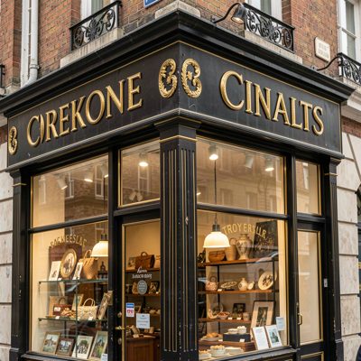 a shop front with gold leaf lettering