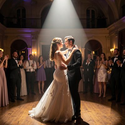 a first dance under a spotlight