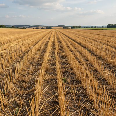 a field of stubble after harvest