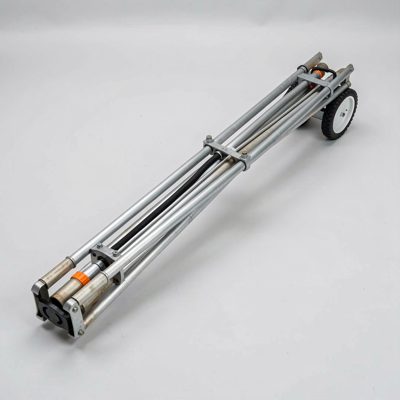 a sprayer boom folded for transport