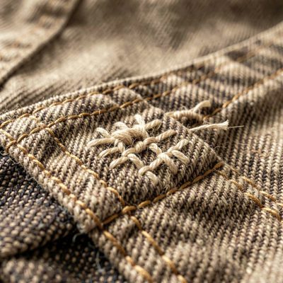 a hand stitched buttonhole close up