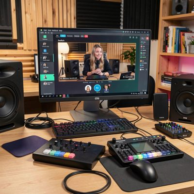 a livestream setup with a switcher
