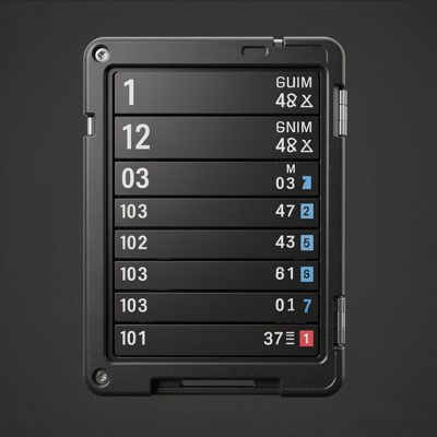 a memory card case with numbered slots