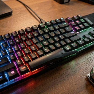 a mechanical keyboard with backlit keys