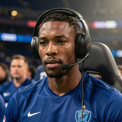 a player wearing a headset mid game