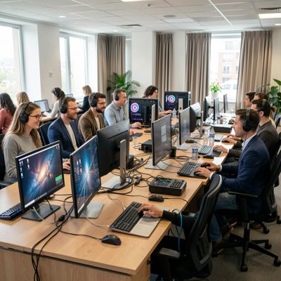 an lan party with several machines set up