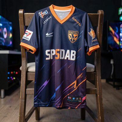an esports jersey hanging on a chair