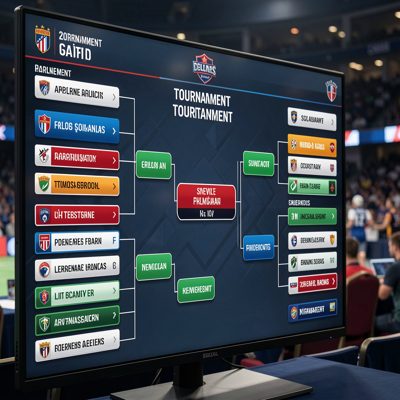 a tournament bracket displayed on a screen