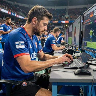 a player adjusting settings before a match