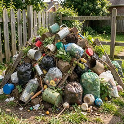 a compost heap with garden waste