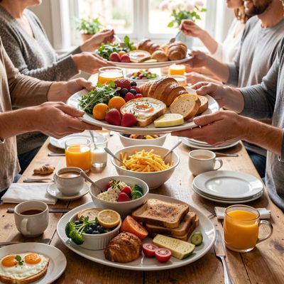 a breakfast being carried out to a table