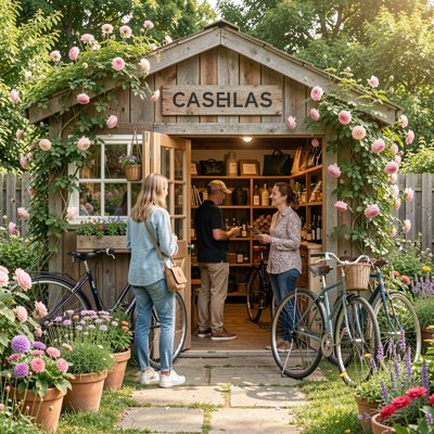 a bicycle store for guests in a garden shed